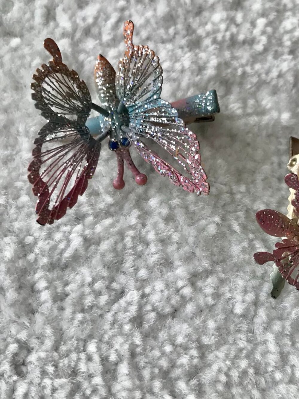 Vintage Butterfly Hair Clips wth Irridescent Wings